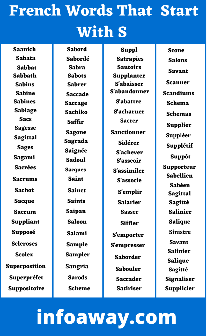French Words Starting With S- French Words With S