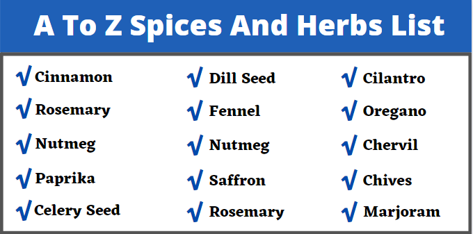 A To Z Spices And Herbs