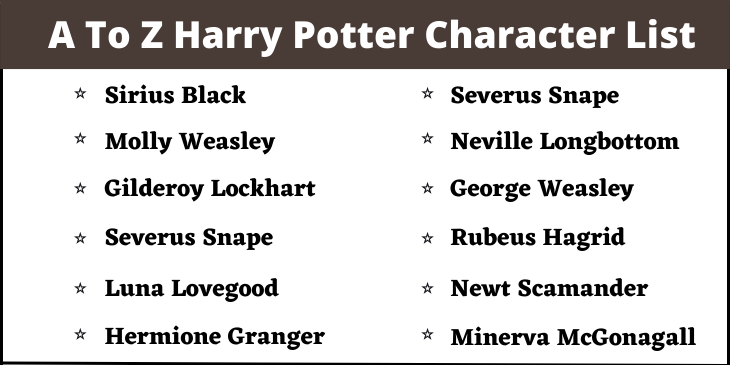A To Z Harry Potter Characters