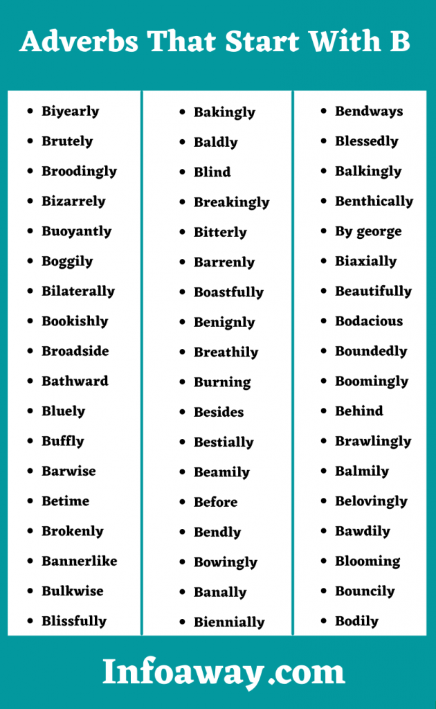 Adverbs That Begin With B Infographic