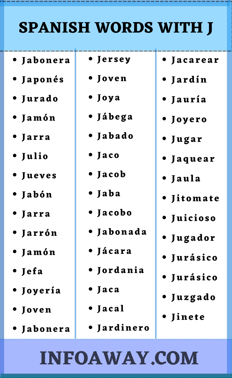 Spanish Words That Start With J- Spanish Words